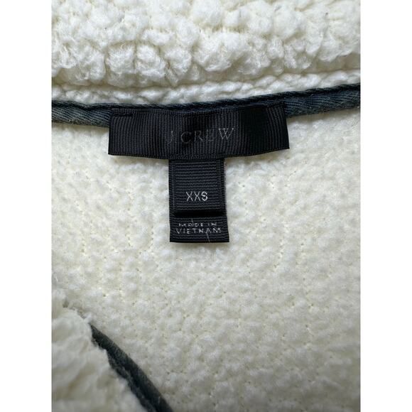 J Crew Women's Sherpa Fleece Half-Zip Pullover Jacket Size XXS Teddy Ivory - Picture 6 of 7